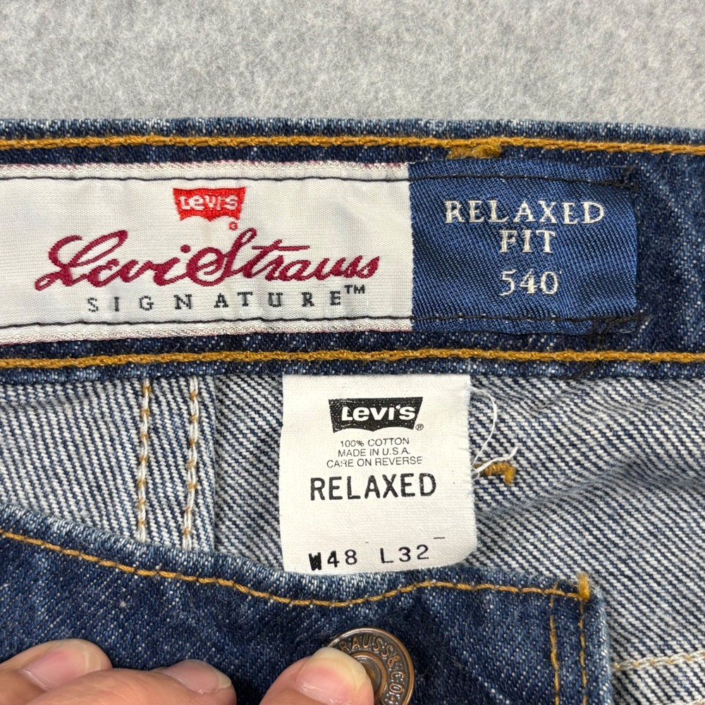 Vintage Levis 540 Relaxed Fit Jeans Mens 48x32 Made in USA Orange Tab Dark Wash - Picture 6 of 13